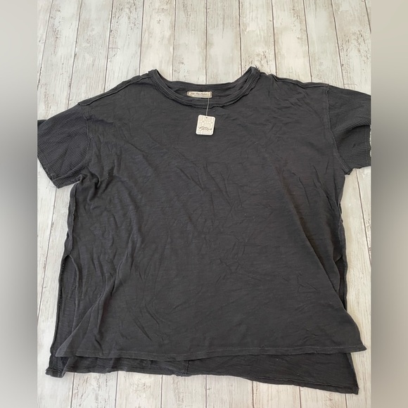 Free People Black Top Mix Media L black bohemian granny core cottage summer - Picture 1 of 4